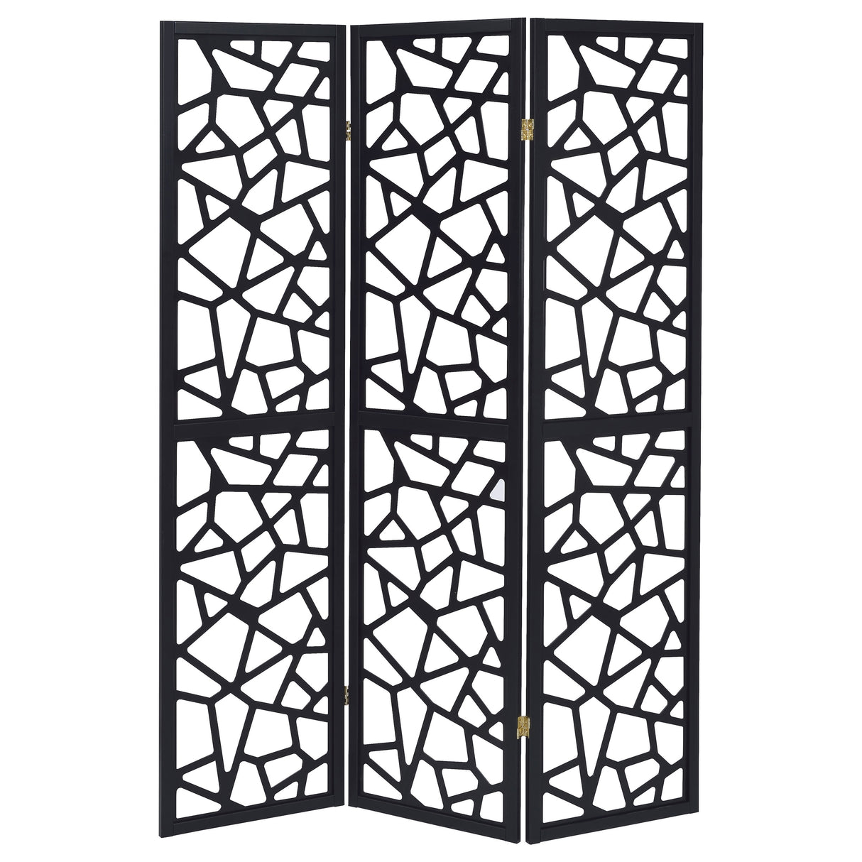 Nailan 3-Panel Open Mosaic Pattern Room Divider Black