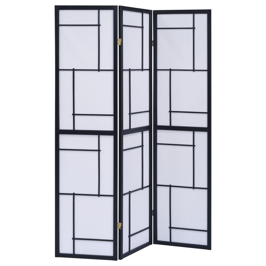 Katerina 3-Panel Folding Floor Screen Black And White