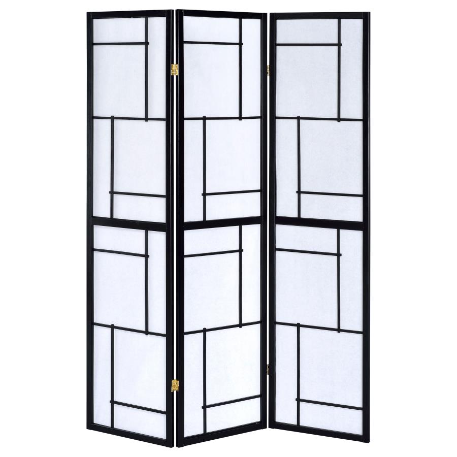 Katerina 3-Panel Folding Floor Screen Black And White