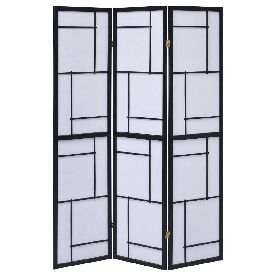 Katerina 3-Panel Folding Floor Screen Black And White