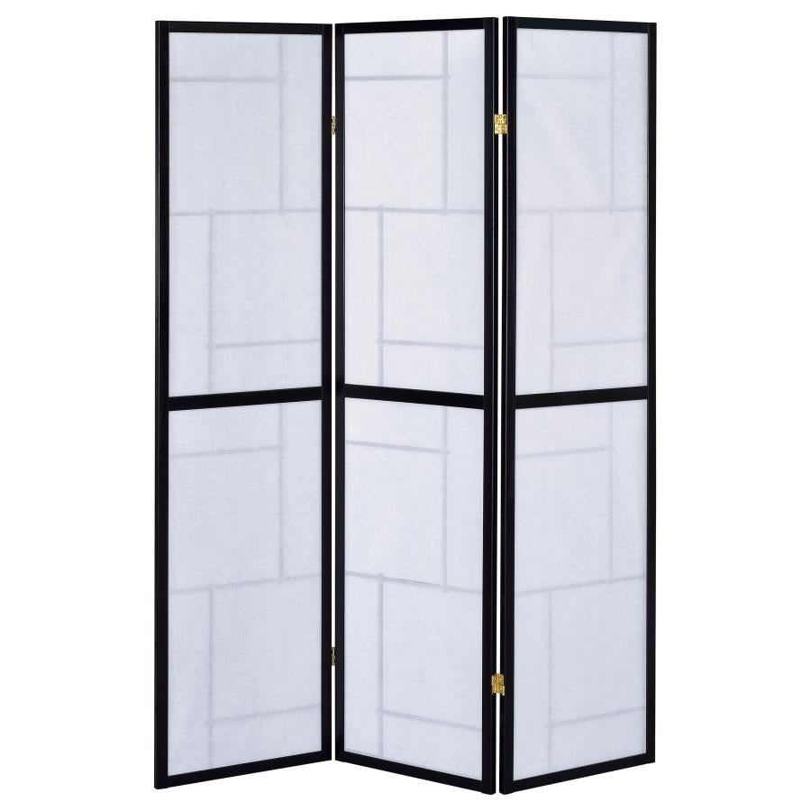 Katerina 3-Panel Folding Floor Screen Black And White