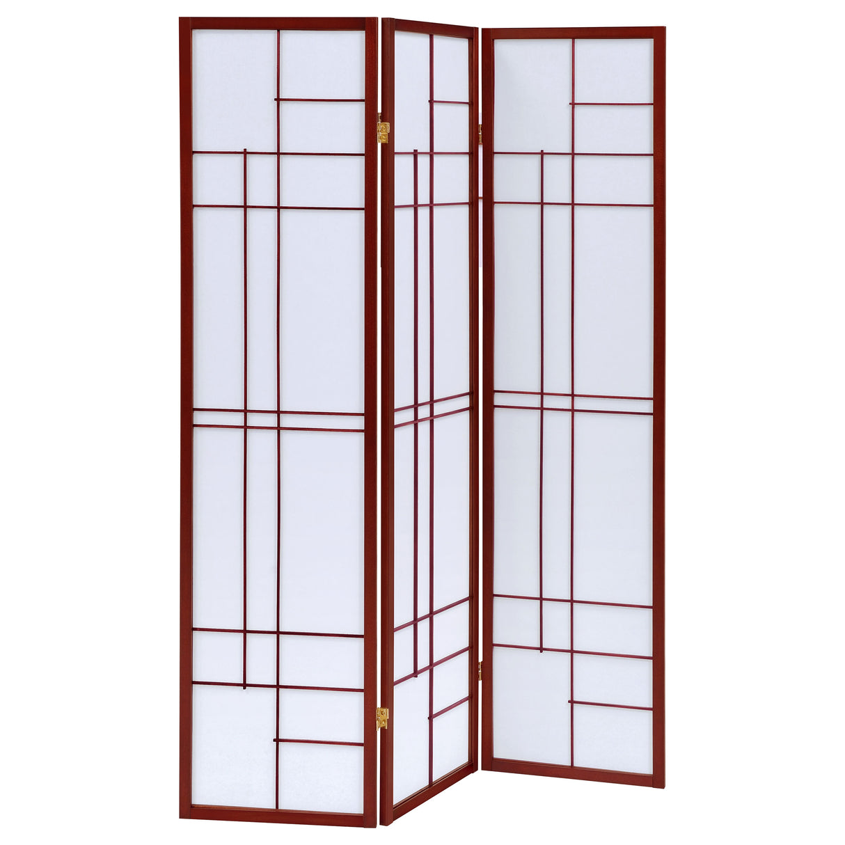 Katerina 3-Panel Folding Floor Screen White And Cherry