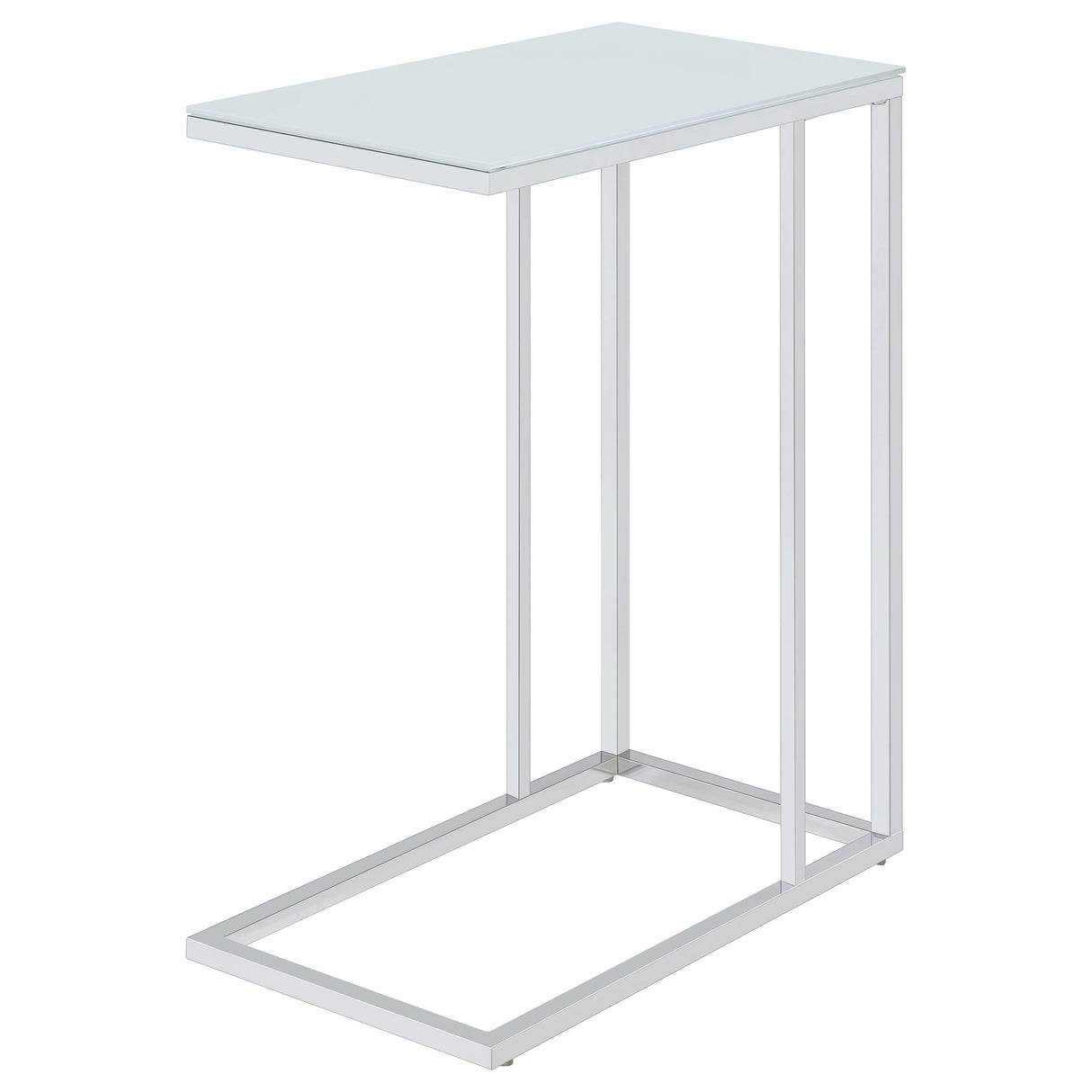 Stella Glass Top Accent Table Chrome And White