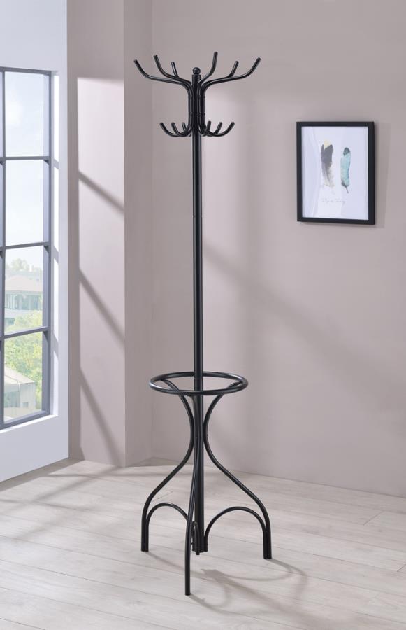 Kiefer Coat Rack With 12 Hooks Black