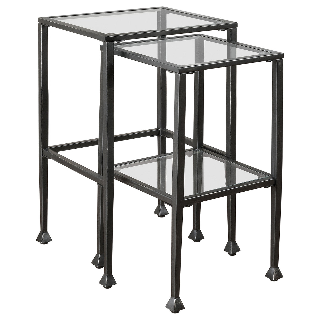 Leilani 2-Piece Glass Top Nesting Tables Black