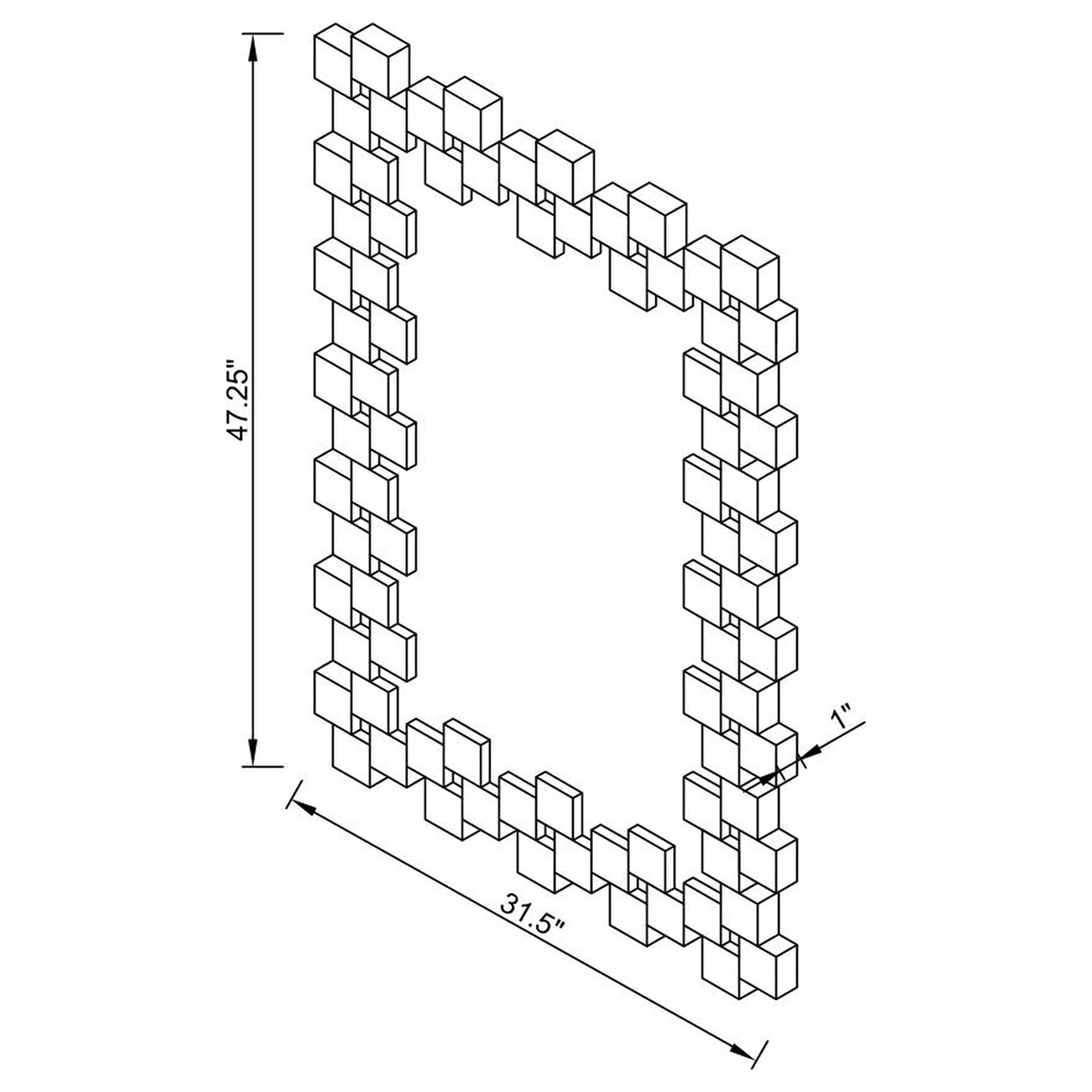 Pamela Frameless Wall Mirror With Staggered Tiles Silver