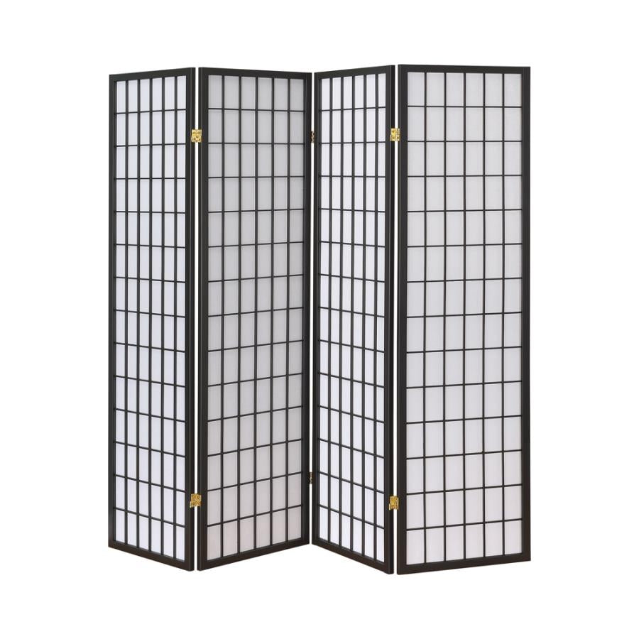 Roberto 4-Panel Folding Screen Dark Grey And White