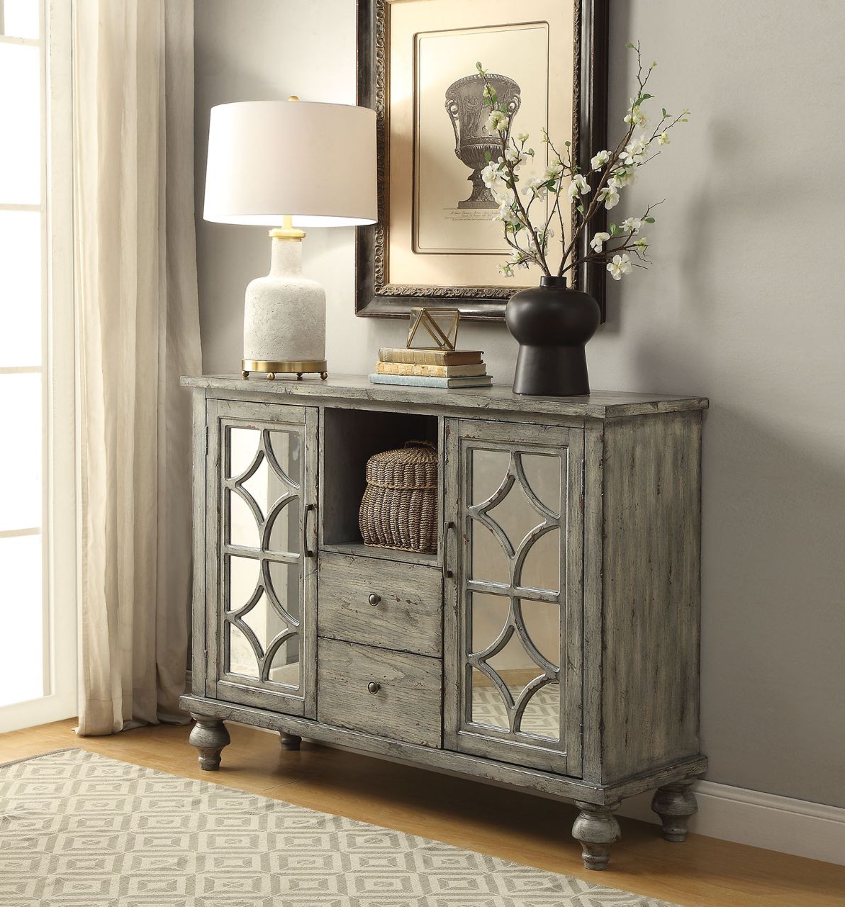 Velika Weathered Gray Finish Accent Table