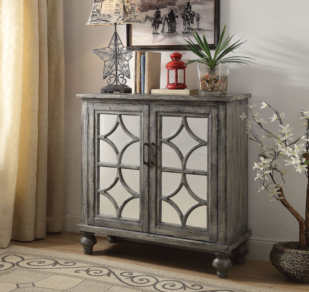 Velika Weathered Gray Finish Accent Table