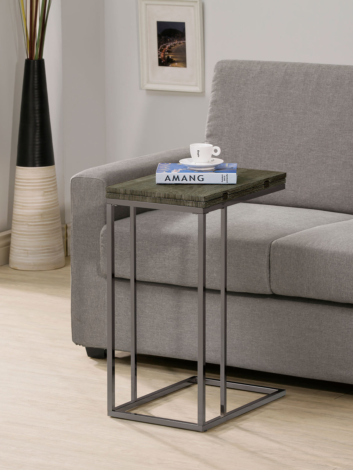 Pedro Expandable Top Accent Table Weathered Grey And Black
