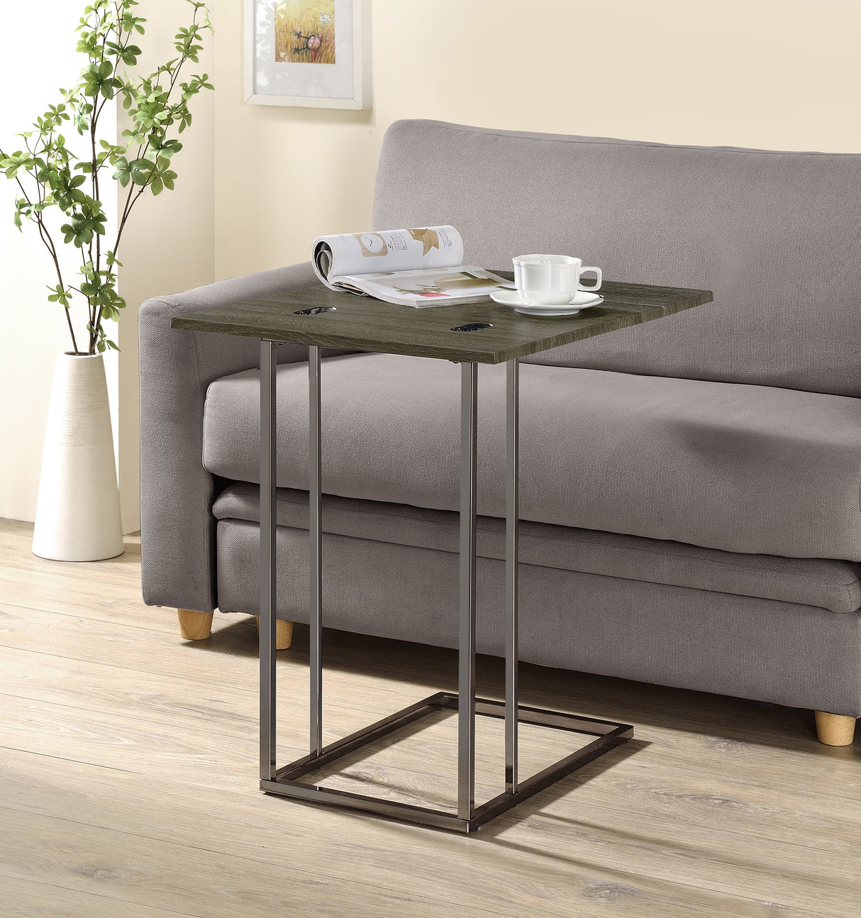 Pedro Expandable Top Accent Table Weathered Grey And Black