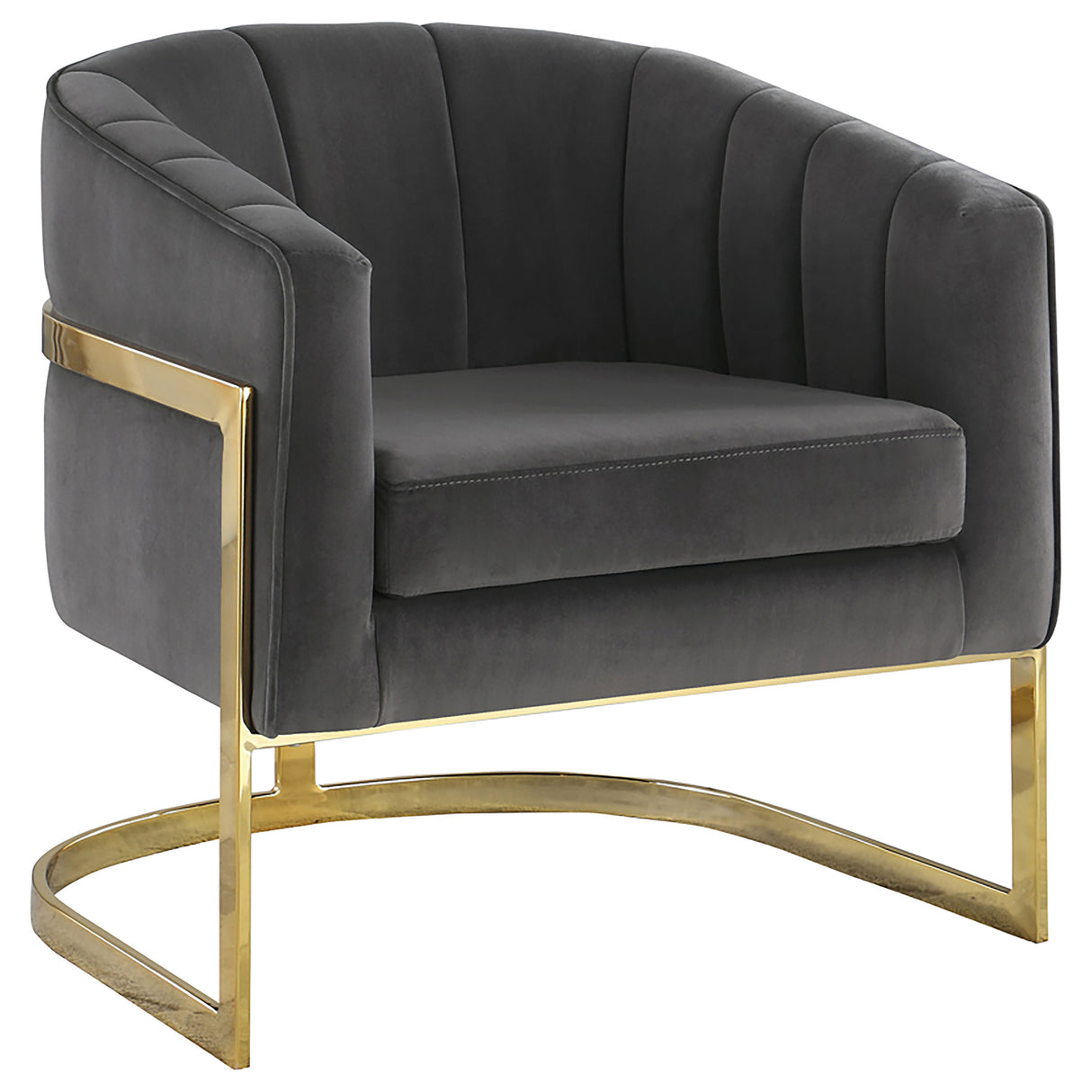 Joey Tufted Barrel Accent Chair Dark Grey And Gold