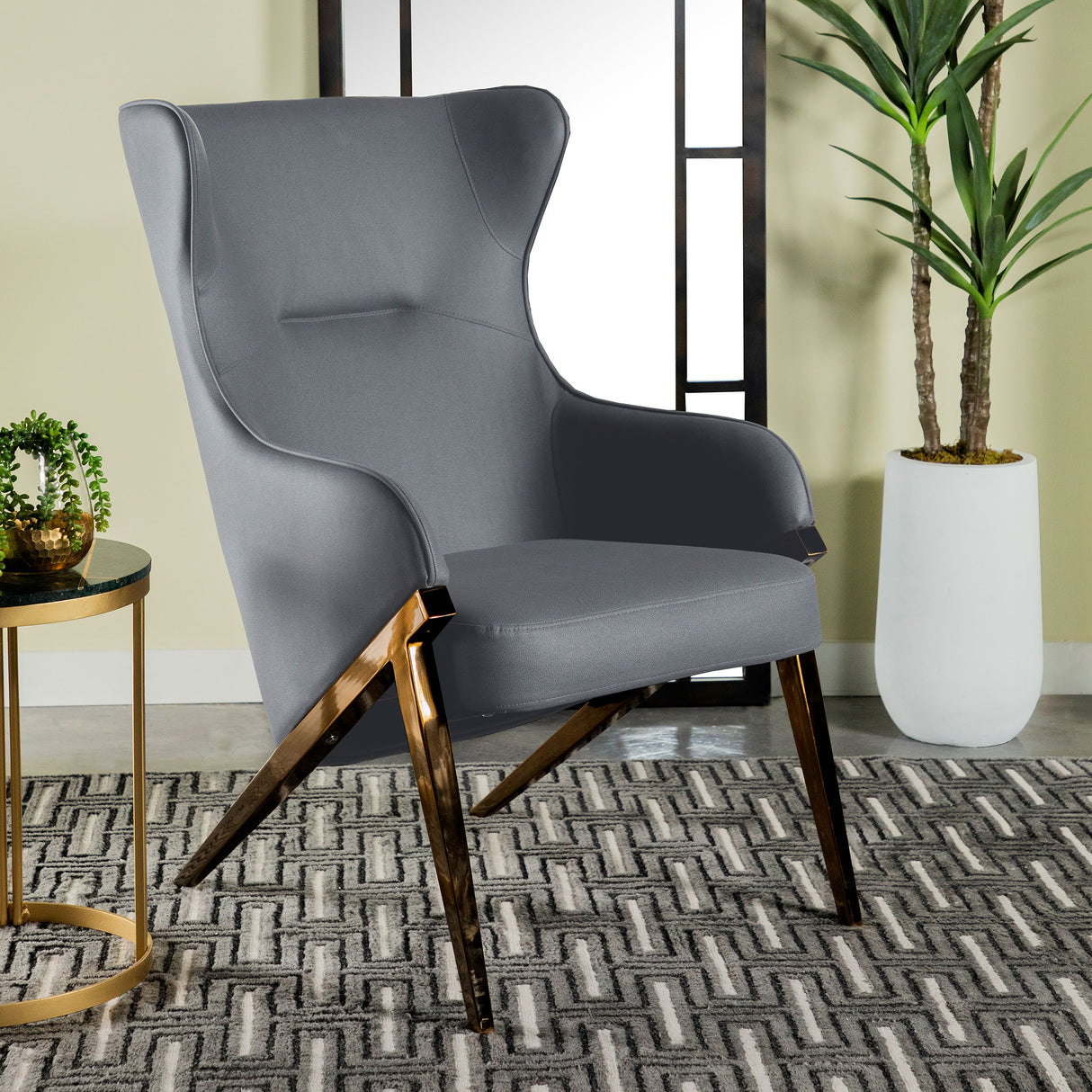 Walker Upholstered Accent Chair Slate And Bronze