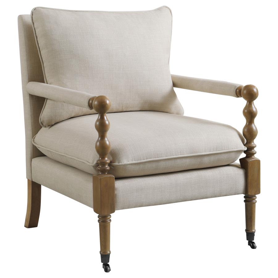 Monaghan Upholstered Accent Chair With Casters Beige