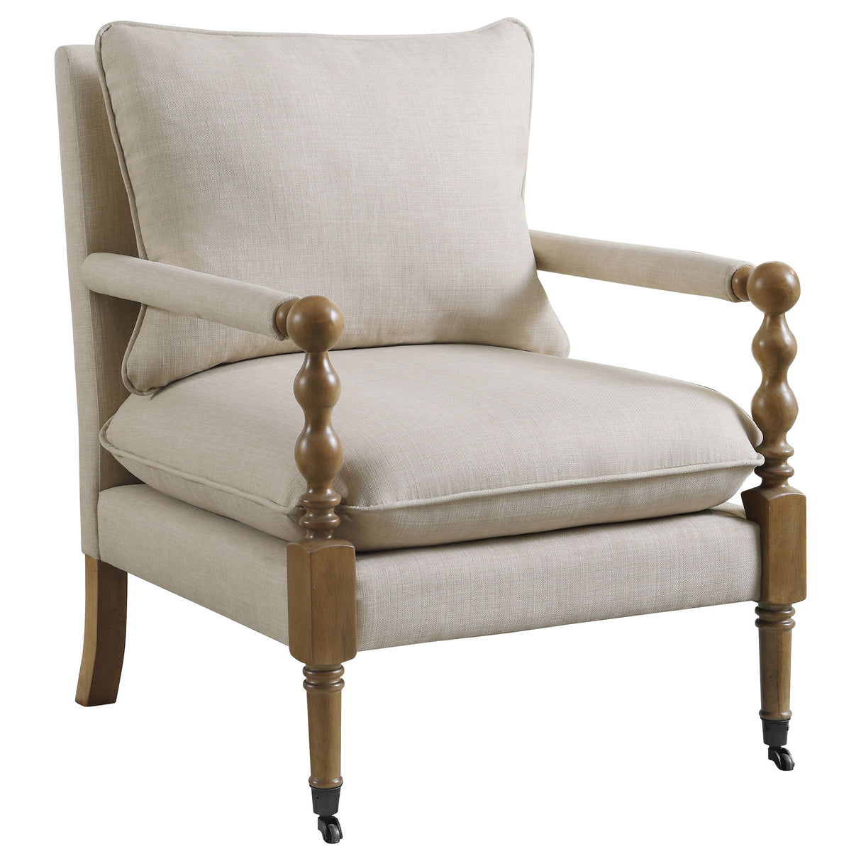 Monaghan Upholstered Accent Chair With Casters Beige