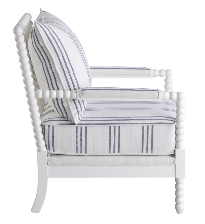 Blanchett Upholstered Accent Chair With Spindle Accent White And Navy