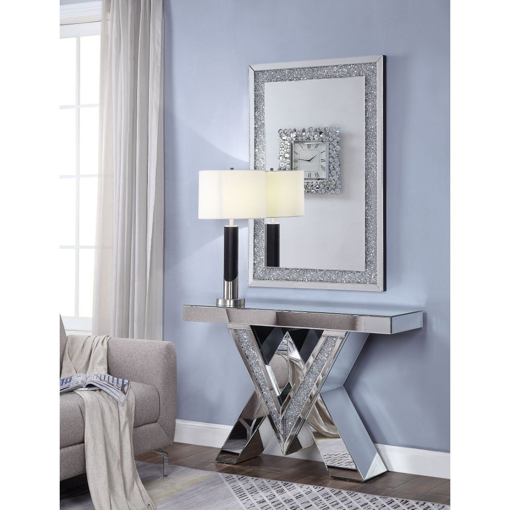 Noralie Mirrored & Faux Diamonds Accent Table