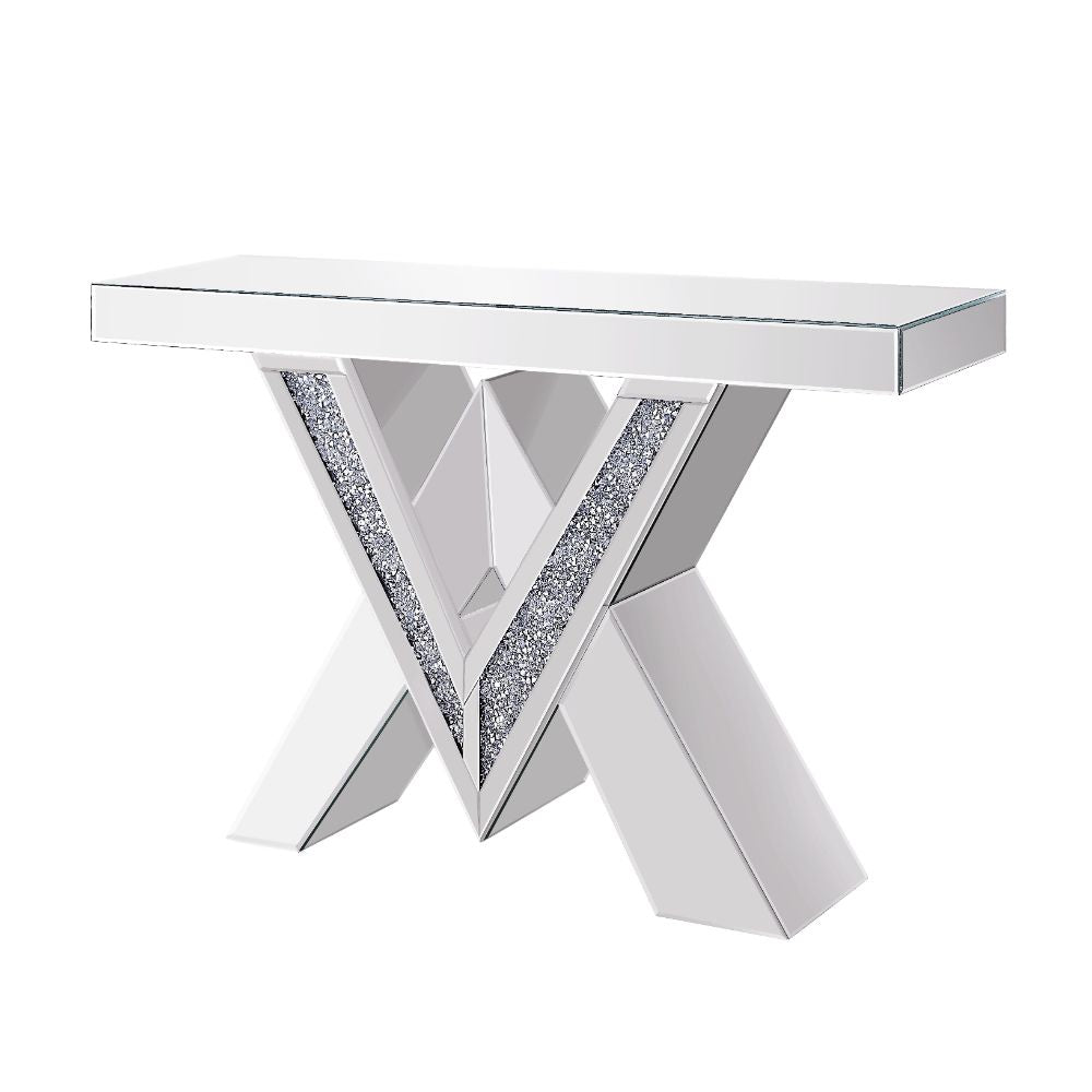 Noralie Mirrored & Faux Diamonds Accent Table