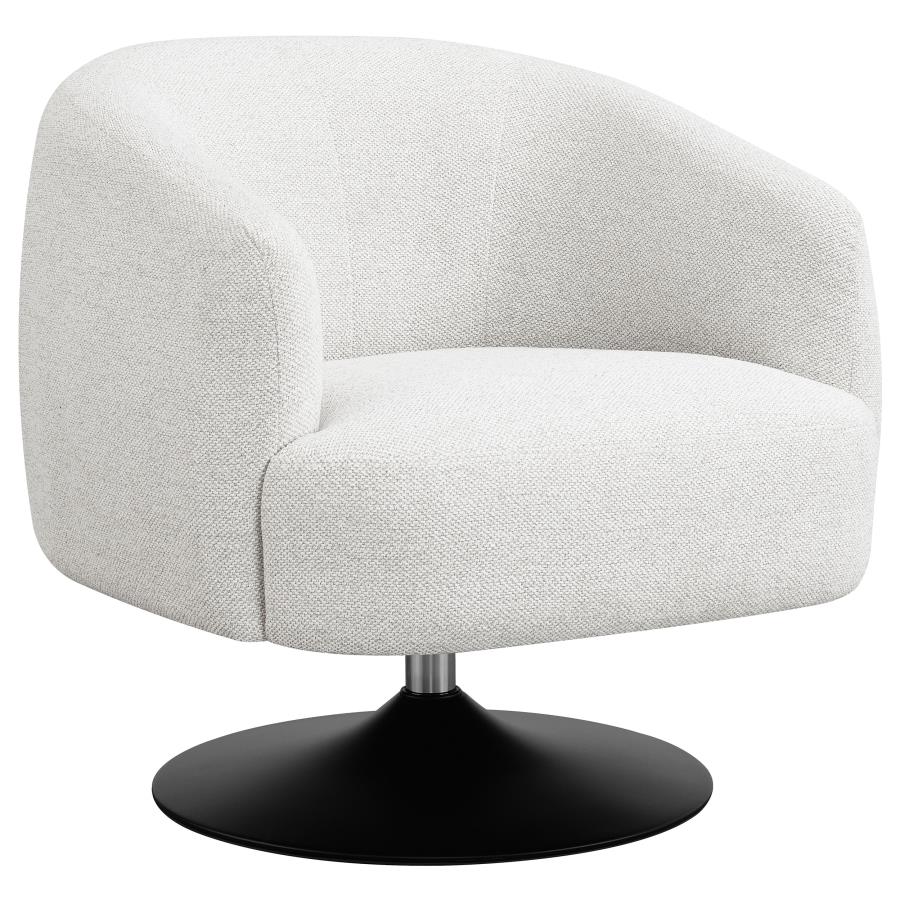 Dave Upholstered Swivel Accent Chair Beige And Matte Black