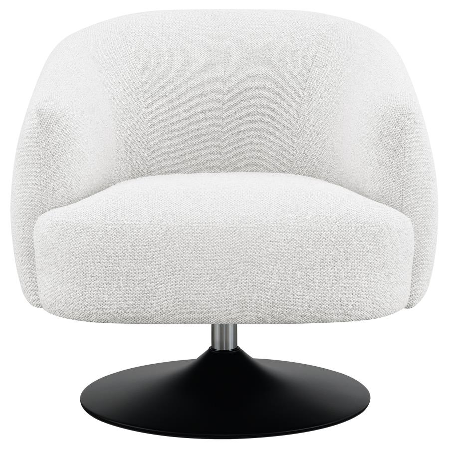 Dave Upholstered Swivel Accent Chair Beige And Matte Black