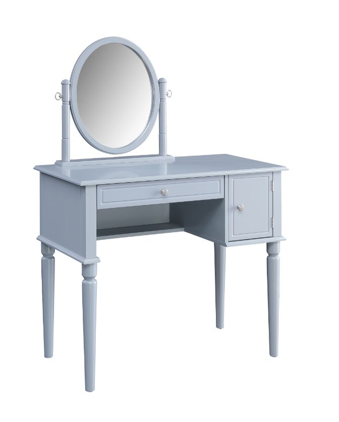 Rabila Cream Fabric & Gray Finish Vanity Desk