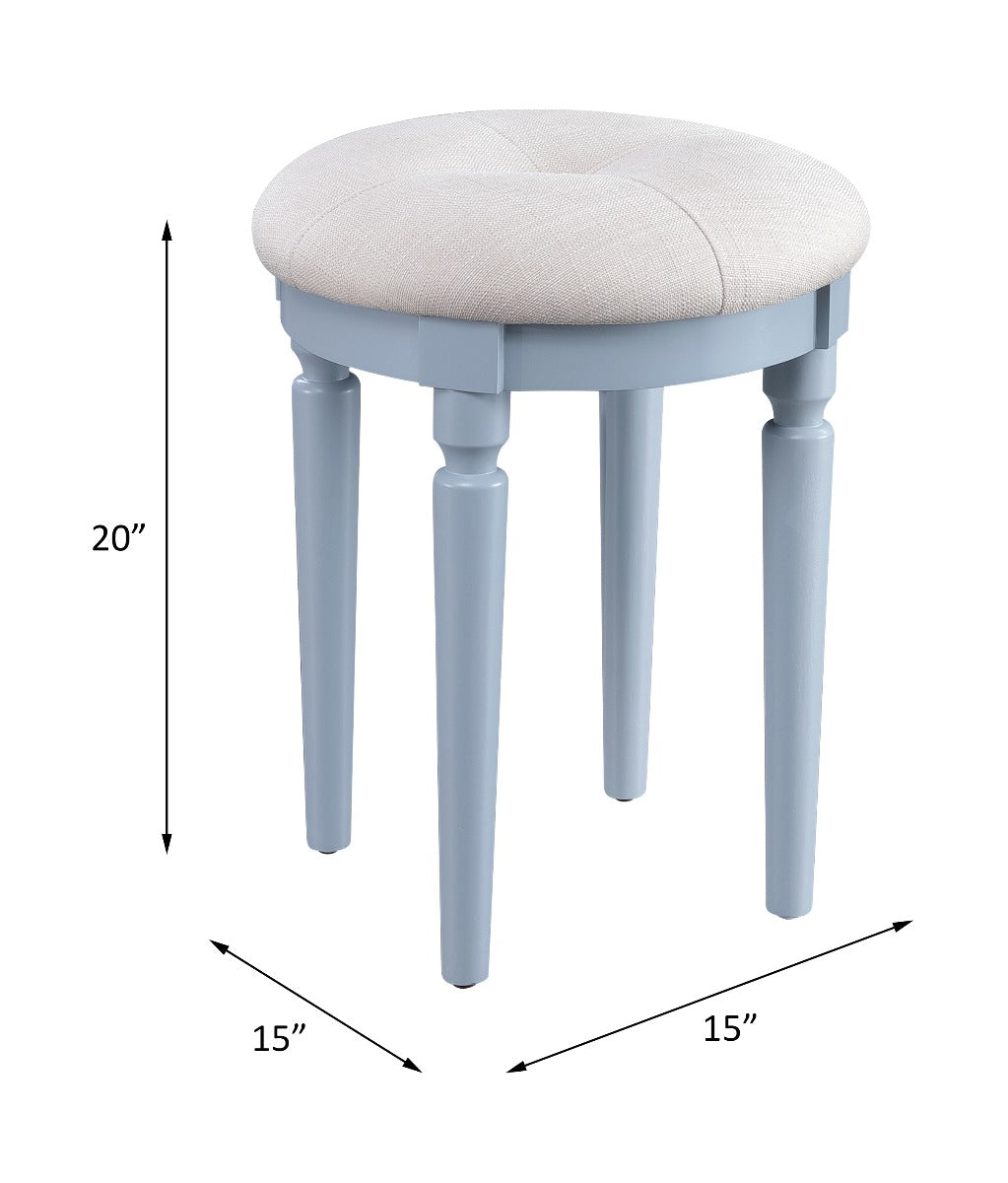 Rabila Cream Fabric & Gray Finish Vanity Desk