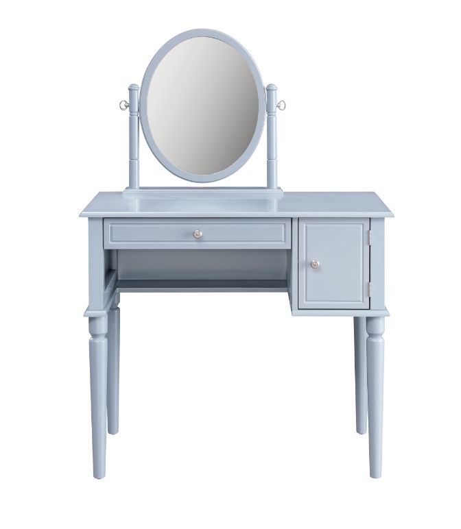 Rabila Cream Fabric & Gray Finish Vanity Desk