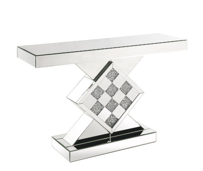 Noralie Mirrored & Faux Diamonds Accent Table