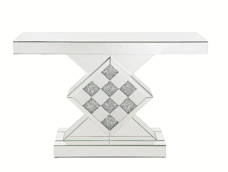 Noralie Mirrored & Faux Diamonds Accent Table