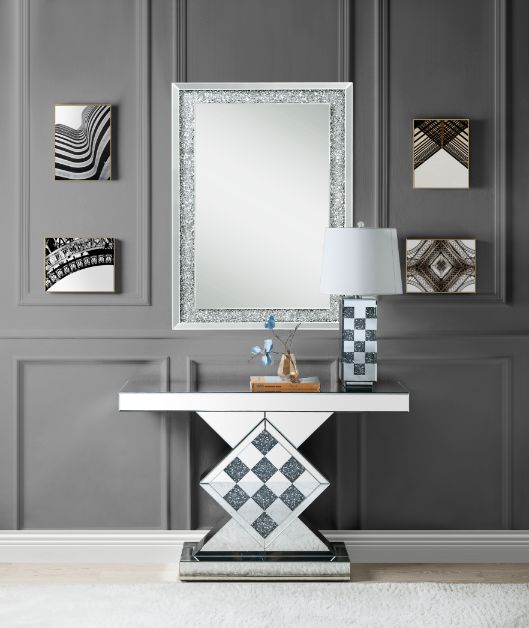 Noralie Mirrored & Faux Diamonds Accent Table