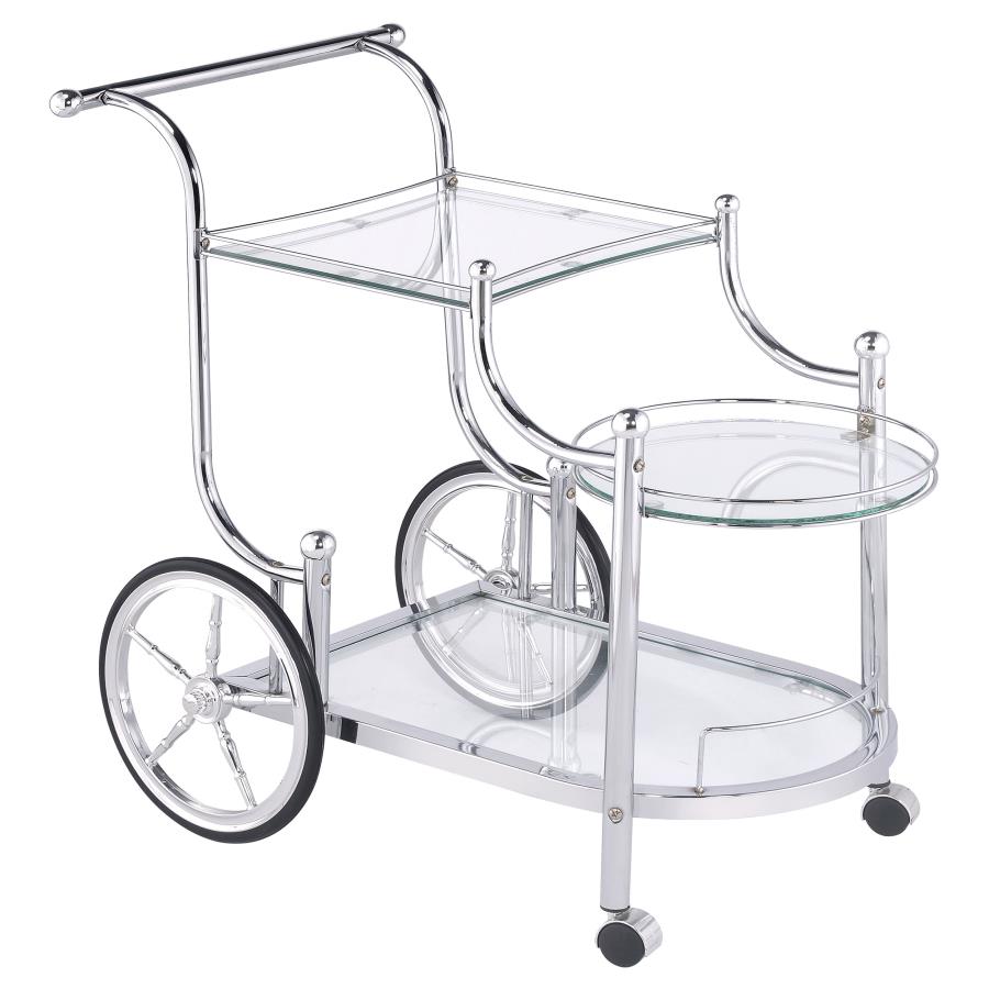Sarandon 3-Tier Serving Cart Chrome And Clear