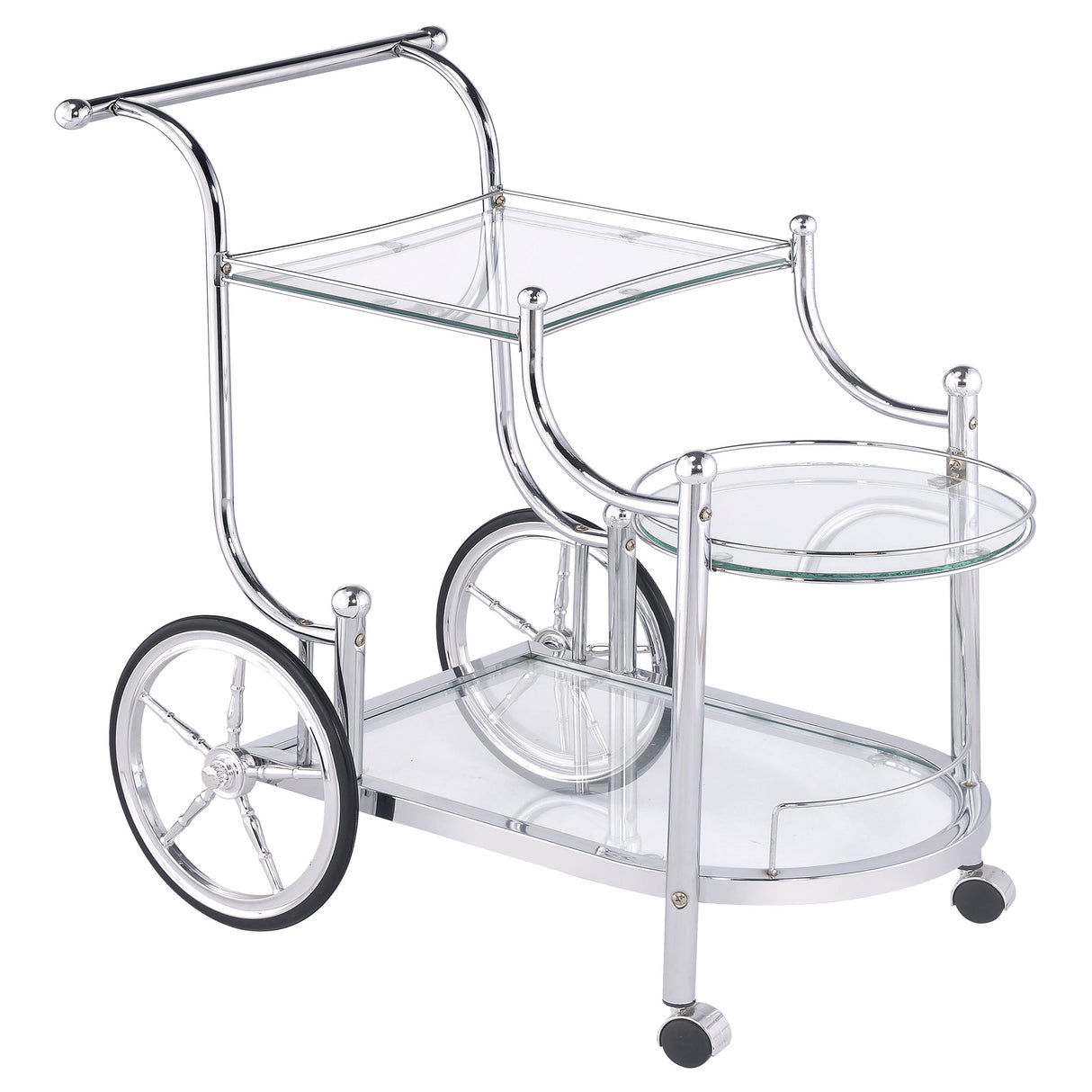 Sarandon 3-Tier Serving Cart Chrome And Clear