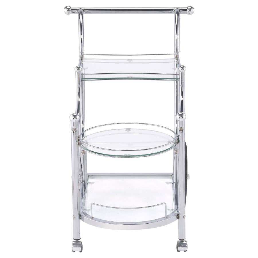 Sarandon 3-Tier Serving Cart Chrome And Clear