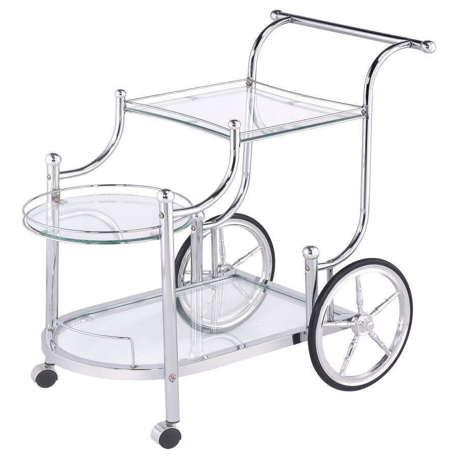 Sarandon 3-Tier Serving Cart Chrome And Clear