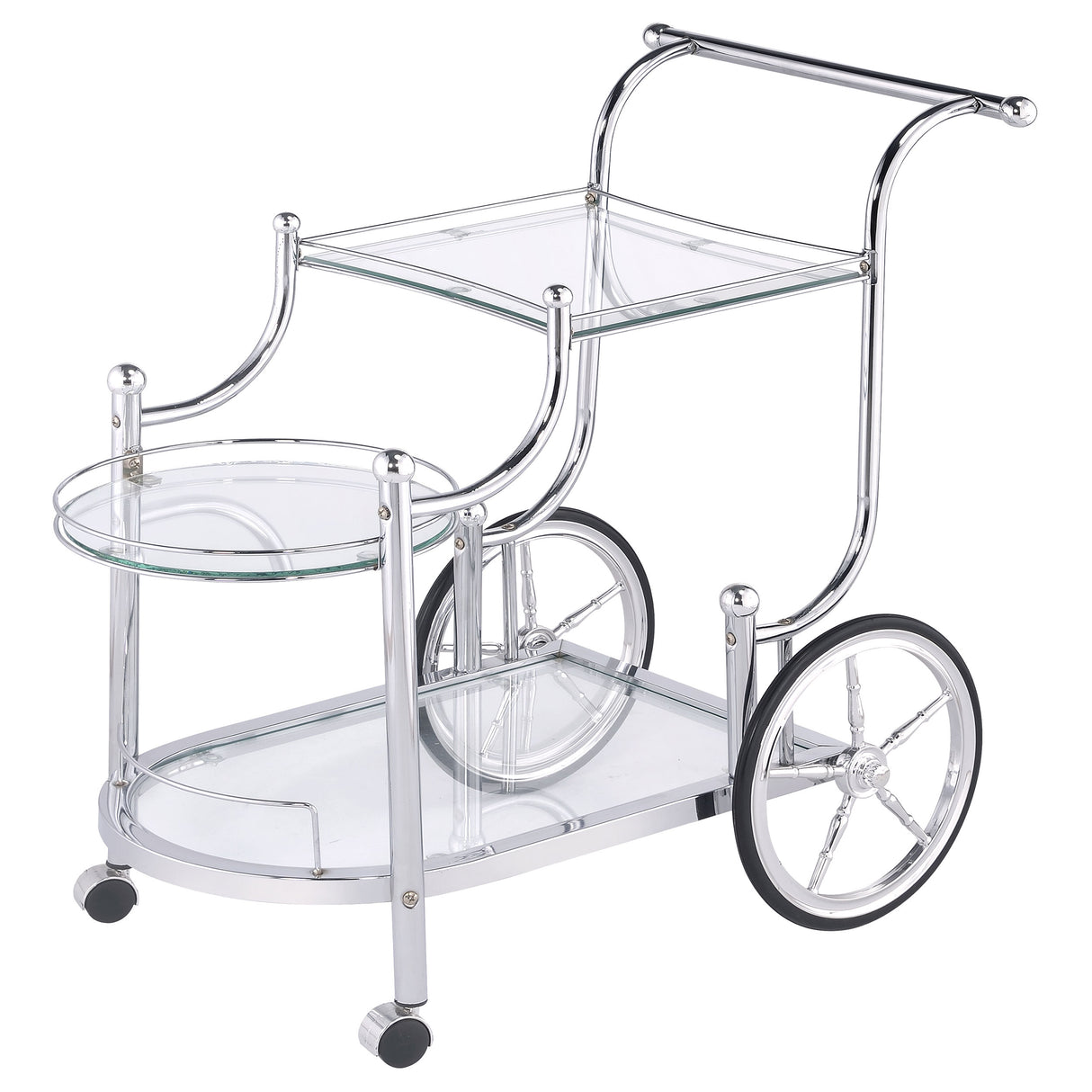 Sarandon 3-Tier Serving Cart Chrome And Clear