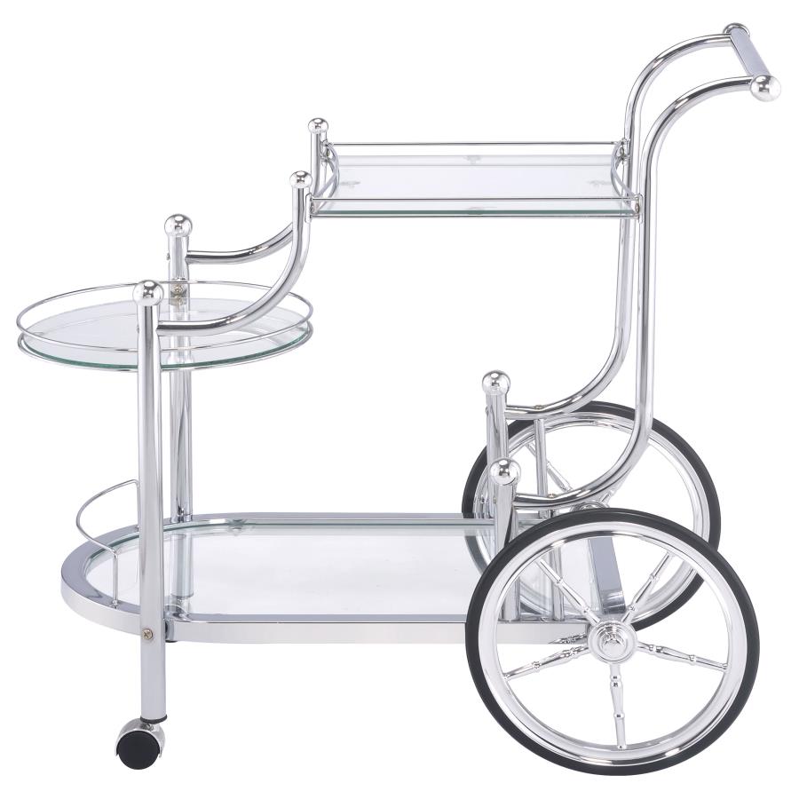 Sarandon 3-Tier Serving Cart Chrome And Clear