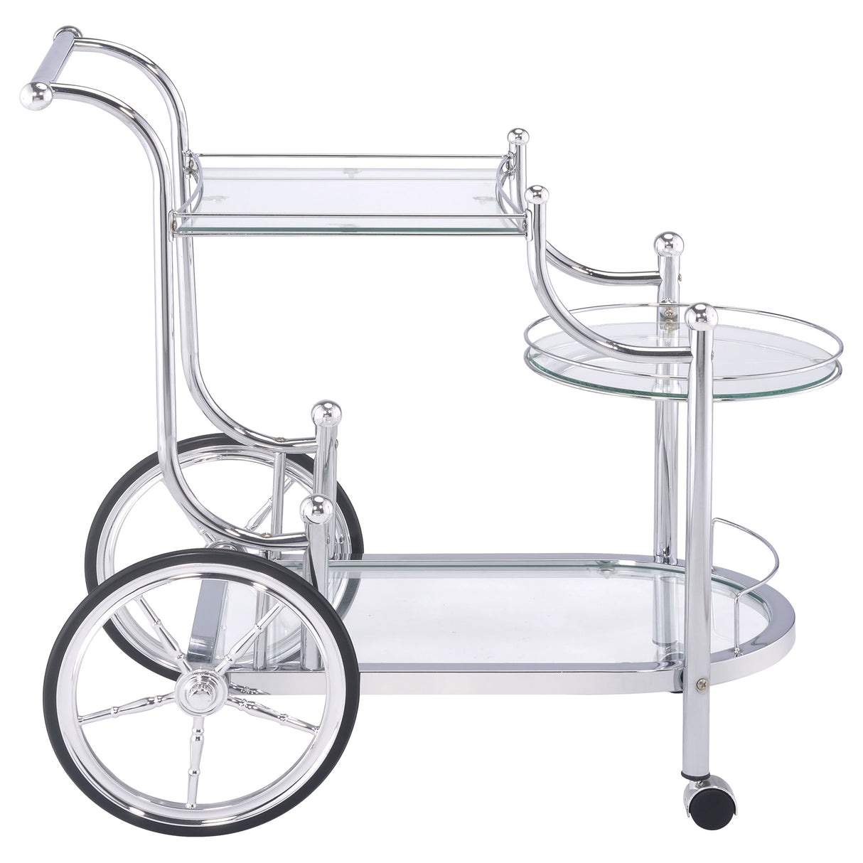 Sarandon 3-Tier Serving Cart Chrome And Clear
