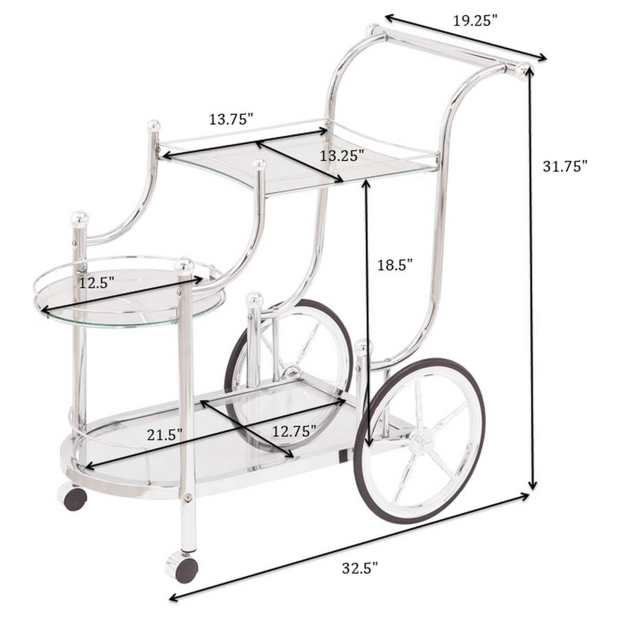 Sarandon 3-Tier Serving Cart Chrome And Clear
