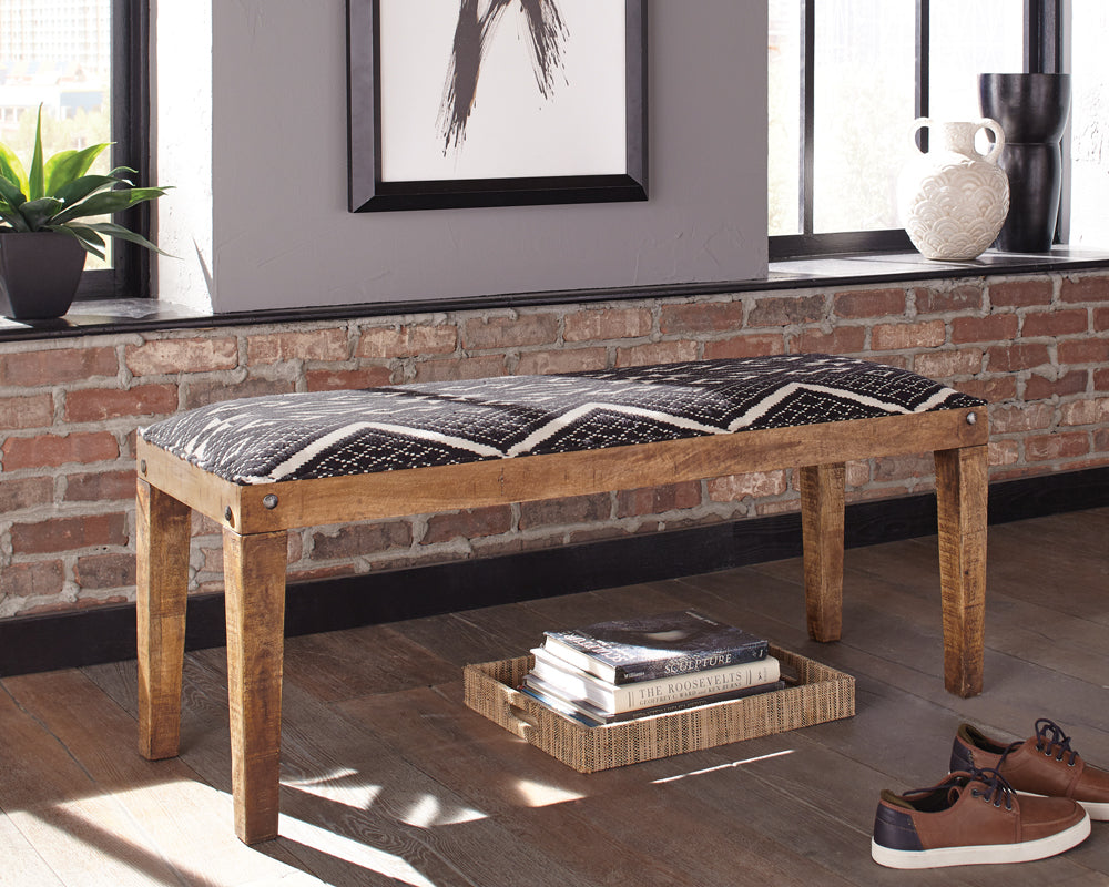 Lamont Rectangular Upholstered Bench Natural And Navy