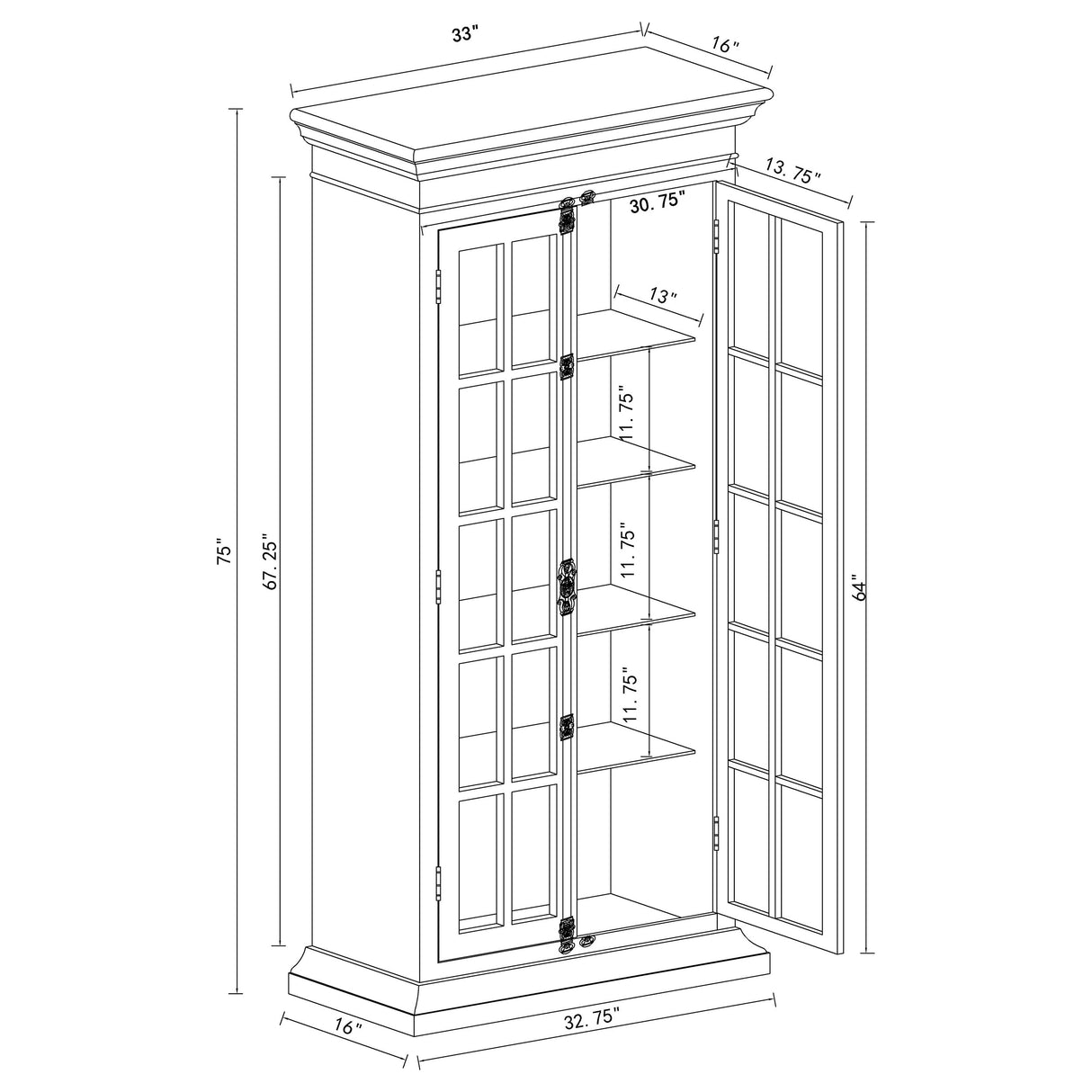 Toni 2-Door Tall Cabinet Antique White