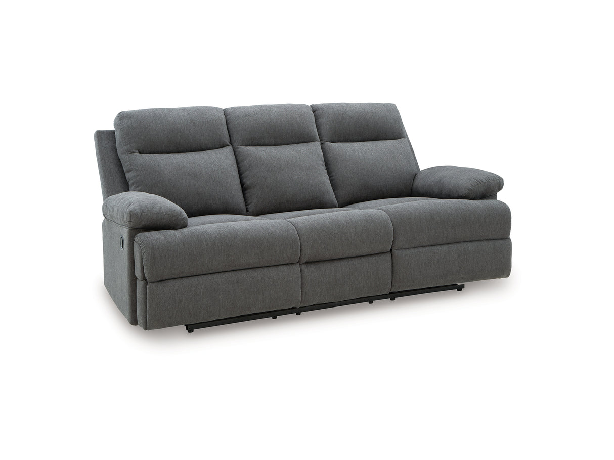 Side-Swipe Reclining Sofa with Drop Down Table