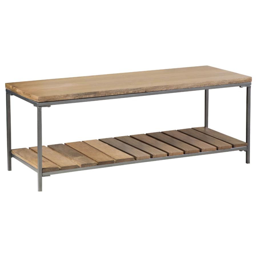Gerbera Accent Bench With Slat Shelf Natural And Gunmetal