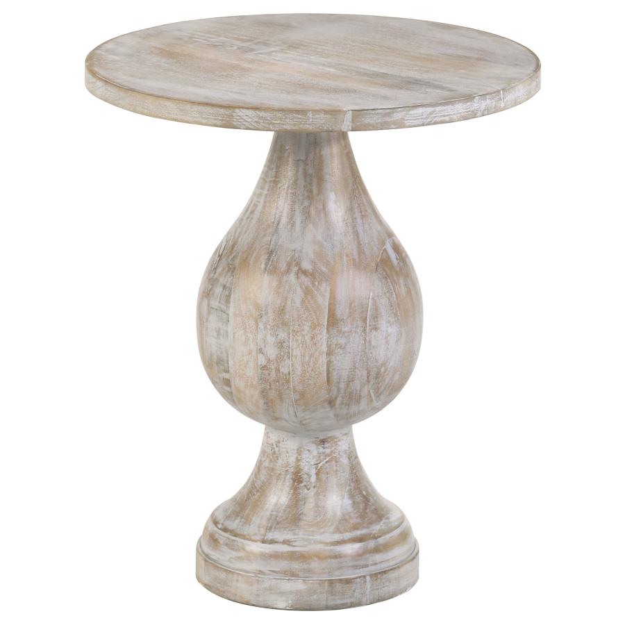 Dianella White Washed Round Pedestal Base Accent Side Table
