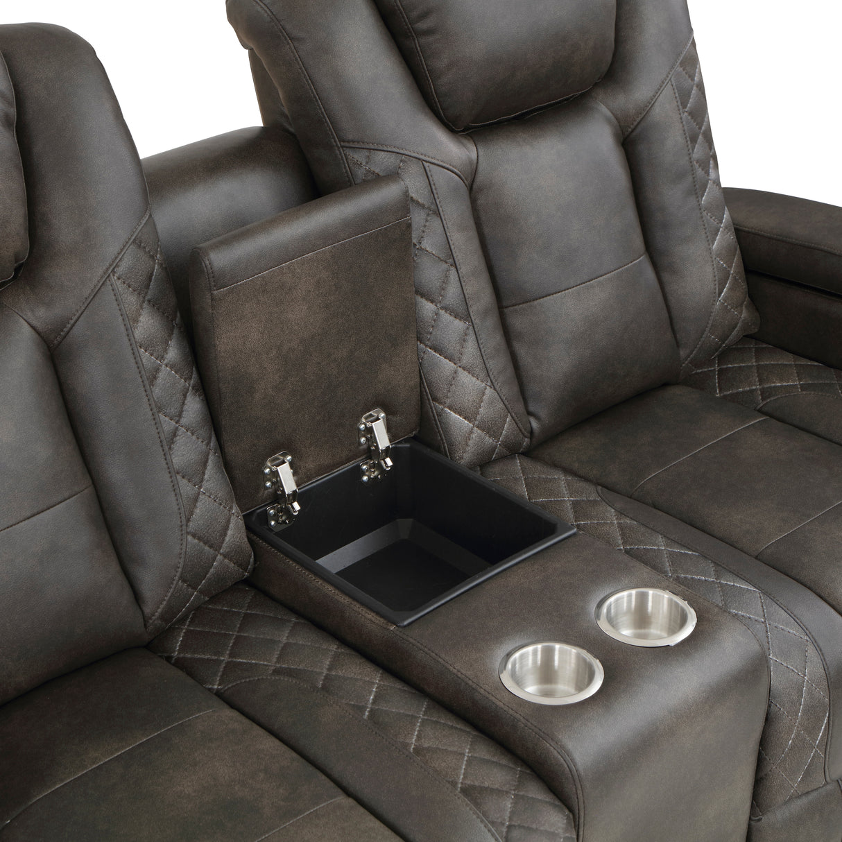 Tabor Dark Brown Power Double Reclining Loveseat
