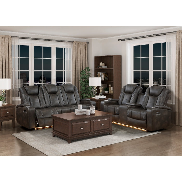 Tabor Dark Brown Power Double Reclining Loveseat