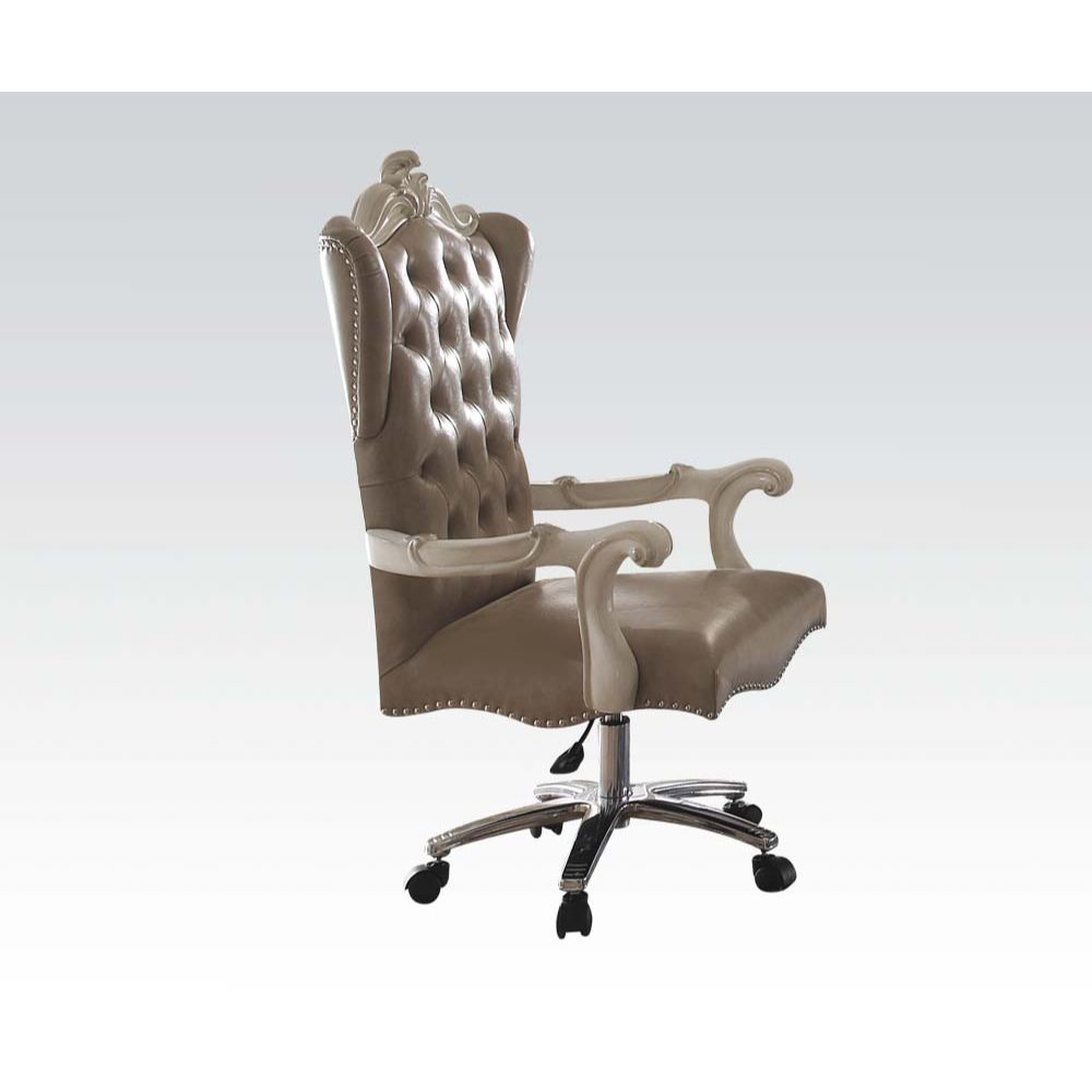 Versailles Vintage Gray Synthetic Leather & Bone White Finish Executive Office Chair
