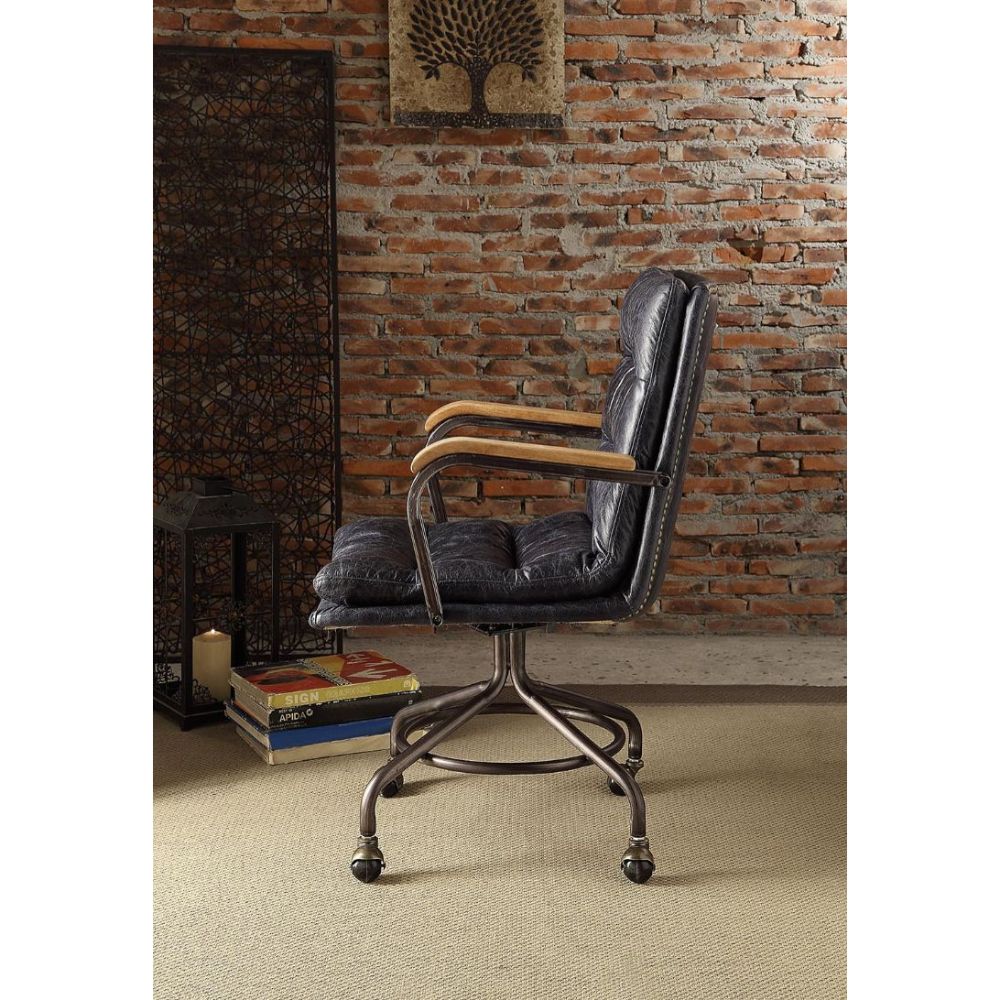 Harith Vintage Blue Top Grain Leather Executive Office Chair