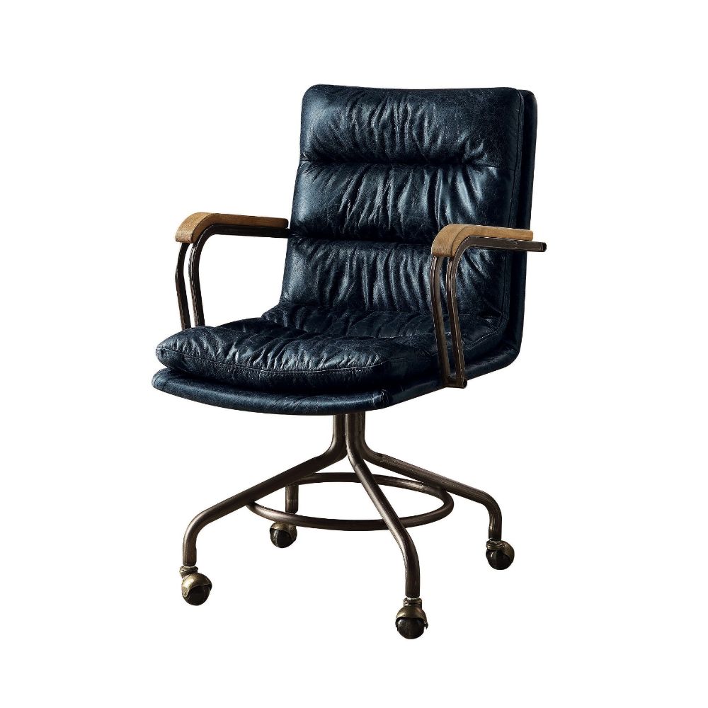 Harith Vintage Blue Top Grain Leather Executive Office Chair