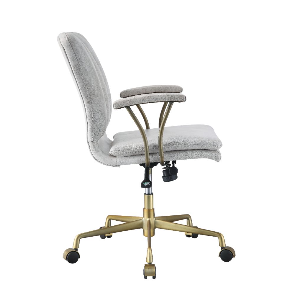 Damir Vintage White Top Grain Leather & Chrome Finish Office Chair