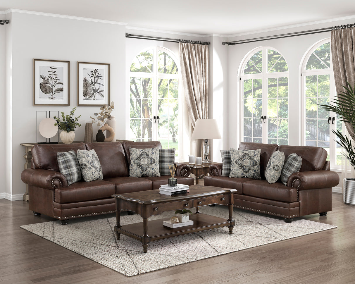 Franklin Exposed Feet With Espresso Faux Wood Sofa